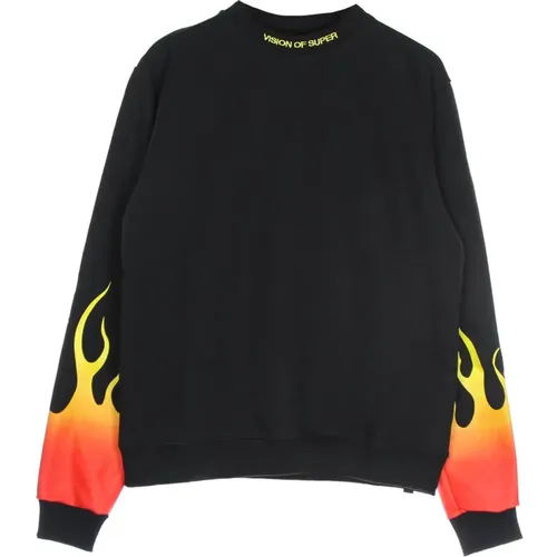 Red Shaded Flames Crewneck Sweatshirt , male, Sizes: S - Vision OF Super - Modalova