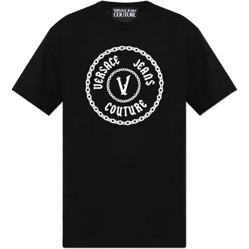 T-shirt with logo , male, Sizes: S, L, XS, M, XL - Versace Jeans Couture - Modalova