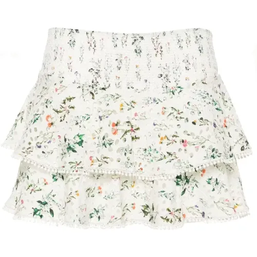 Floral Print Ruffled Skirt , female, Sizes: M, S, L - alice + olivia - Modalova