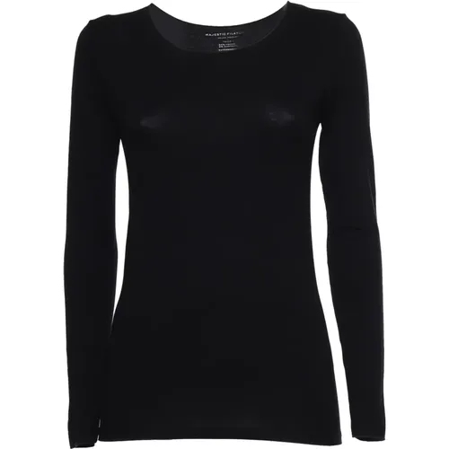 Long Sleeve Tops , female, Sizes: XS, S, M, L - majestic filatures - Modalova