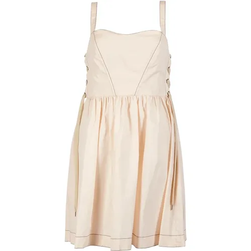Cotton Poplin Sweetheart Dress , female, Sizes: S, XS - pinko - Modalova