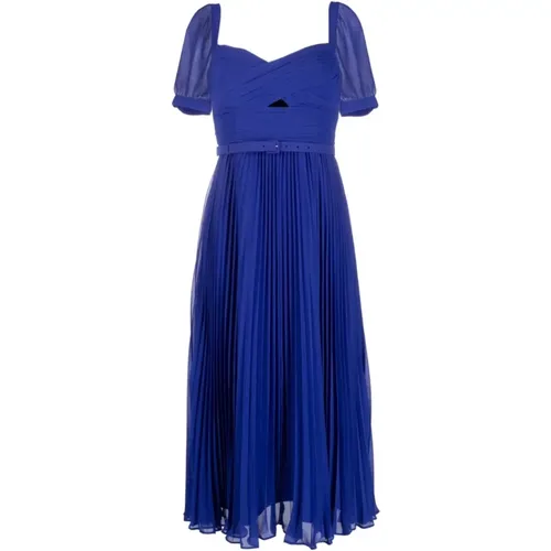 Cobalt chiffon midi dress , female, Sizes: 2XS, 3XS, M, XS - Self Portrait - Modalova