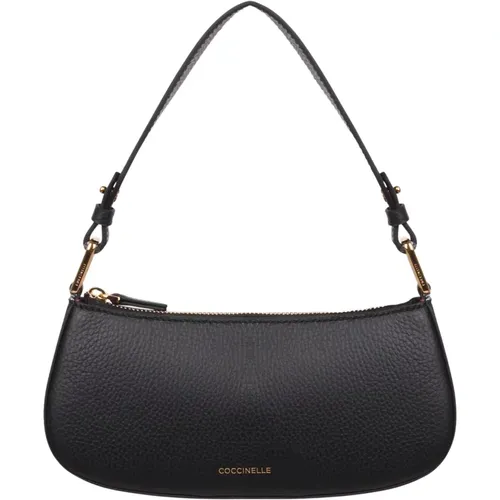 Grained leather shoulder bag with metallic detail , female, Sizes: ONE SIZE - Coccinelle - Modalova