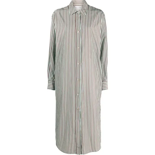 Clear Blue Striped Dress with Classic Collar , female, Sizes: S, L, M - Forte Forte - Modalova