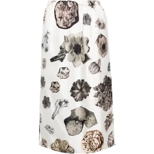 Floral Grey Skirt , female, Sizes: L, XS, S - Marni - Modalova