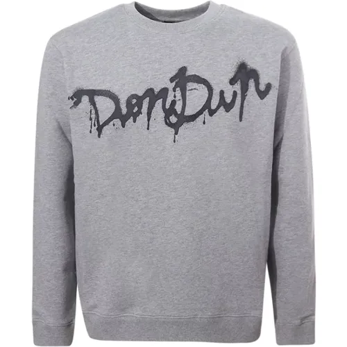 Grauer Sweatshirt mit Logo-Print , Herren, Größe: XL - Dondup - Modalova