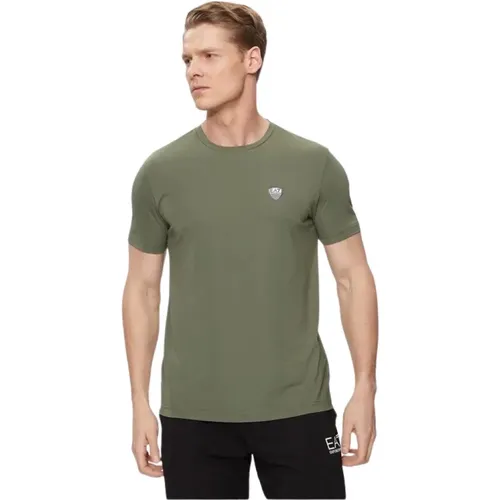 Casual Baumwoll T-Shirt , Herren, Größe: L - Emporio Armani EA7 - Modalova
