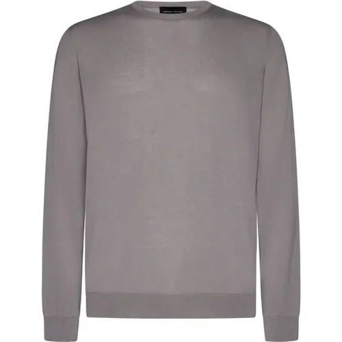 Grey Ribbed Knit Sweater , male, Sizes: 2XL - Roberto Collina - Modalova