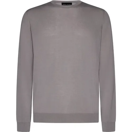 Grey Ribbed Knit Sweater , male, Sizes: 3XL, M, 2XL - Roberto Collina - Modalova