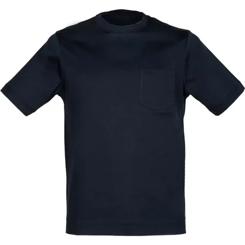 Blau Baumwoll Jersey Tasche T-Shirt , Herren, Größe: L - Circolo 1901 - Modalova