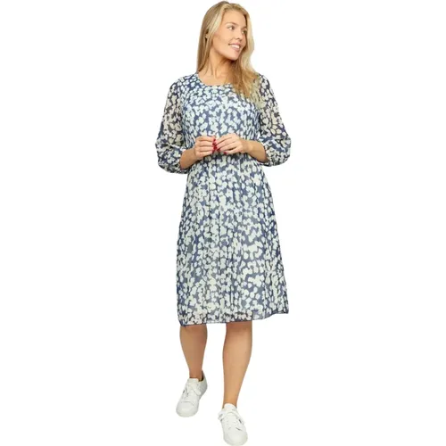 Blue Print Dress Plissè Dieppe , female, Sizes: L, S, XL, 2XL - 2-Biz - Modalova