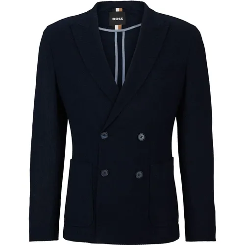 Double-Breasted Lightweight Textured Jacket , male, Sizes: L, M, XL - Hugo Boss - Modalova