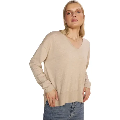 Classic Knit Sweater with V-Neck , female, Sizes: L, M, S - MOS MOSH - Modalova