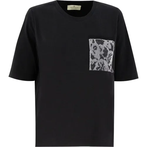 Embroidered Crew Neck T-Shirt , female, Sizes: L, S, XS - Panicale - Modalova