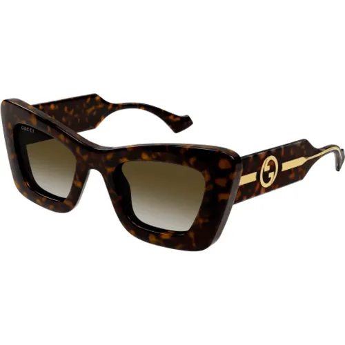 Stylish Cateye Sunglasses in Havana Tortoise , unisex, Sizes: L - Gucci - Modalova