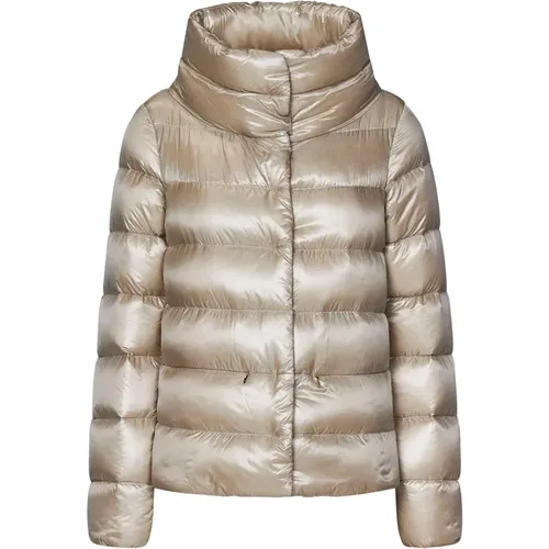 Quilted Coat with Funnel Neck , female, Sizes: L, M - Herno - Modalova