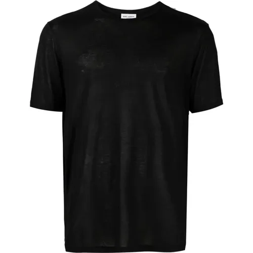 Crew-neck Short-sleeve T-shirt Upgrade , male, Sizes: M, L - Saint Laurent - Modalova