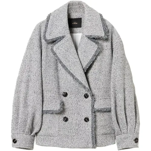 Graue Jacke mit Streifenmuster , Damen, Größe: M - Twinset - Modalova