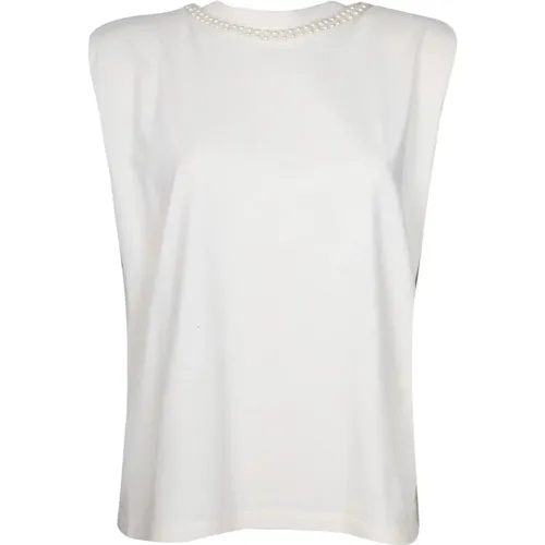 Cotton T-shirt with Pearls , female, Sizes: S - Golden Goose - Modalova