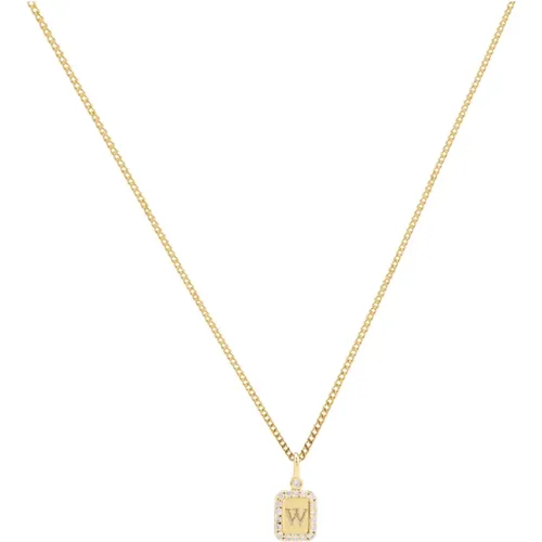 Tiny Pavé Tag Necklace Gold , female, Sizes: ONE SIZE - Vedder & Vedder - Modalova