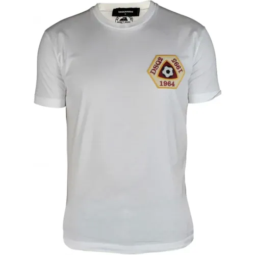 Weißes Wappen T-Shirt , Herren, Größe: S - Dsquared2 - Modalova