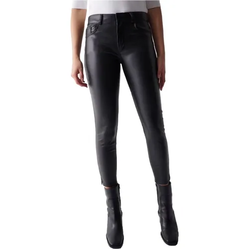 Schwarze Kunstleder Cropped Hose , Damen, Größe: W27 L28 - Salsa - Modalova