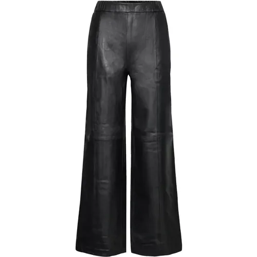 Schwarze Lederhose Elastischer Bund , Damen, Größe: 2XS - BTFCPH - Modalova