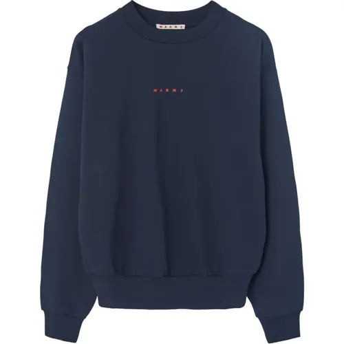 Navy Blauer Logo Pullover , Herren, Größe: M - Marni - Modalova