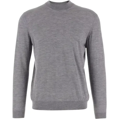 Kaschmir Seiden Pullover Rundhals Grau , Herren, Größe: XL - Malo - Modalova