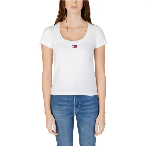 Geripptes Casual T-Shirt , Damen, Größe: XL - Tommy Jeans - Modalova