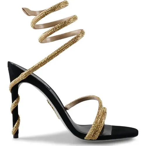 Golden Strappy Sandals , female, Sizes: 3 UK, 3 1/2 UK, 6 UK, 4 UK, 5 UK, 4 1/2 UK, 5 1/2 UK - René Caovilla - Modalova