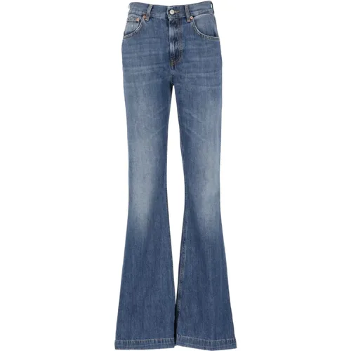Blaue Jeans mit Logo-Patch , Damen, Größe: W27 - Dondup - Modalova