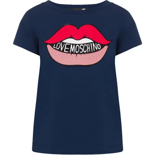 Grafisches Lippenprint T-shirt Top - Love Moschino - Modalova