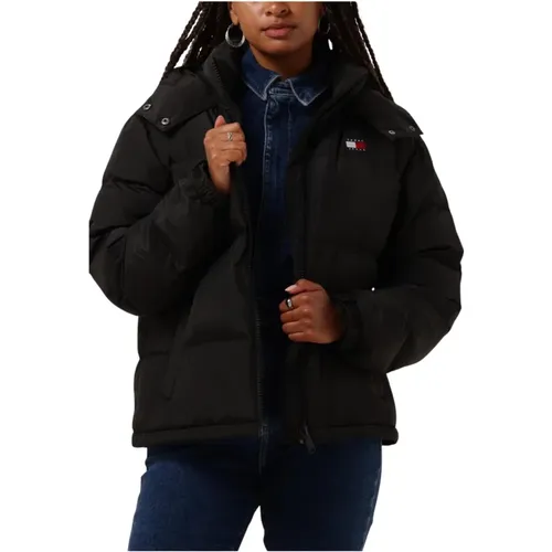 Schwarze Steppjacke Alaska Stil , Damen, Größe: XL - Tommy Jeans - Modalova