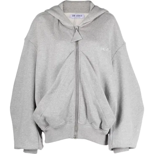 Grey Logo-Embroidered Cotton Hoodie , female, Sizes: XS - The Attico - Modalova