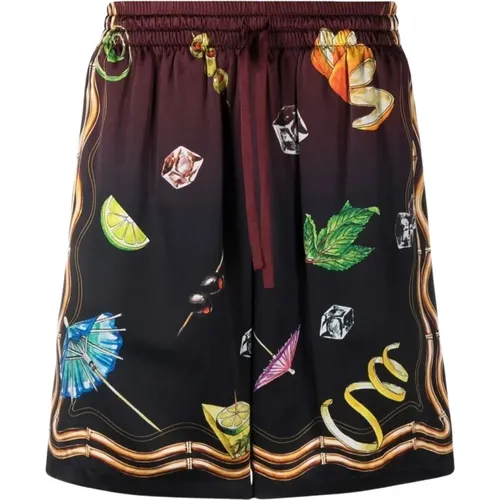 Sunset Print Silk Shorts , male, Sizes: S - Casablanca - Modalova