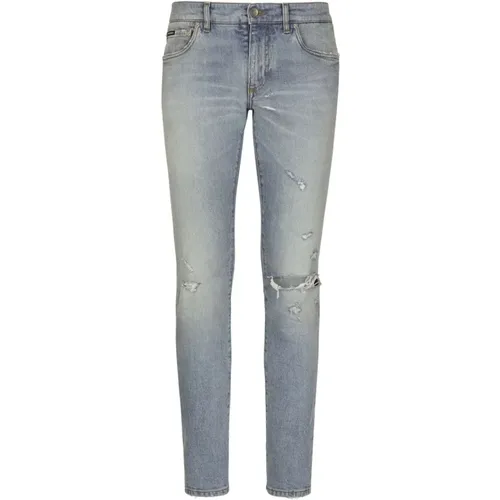 Clear Ripped Skinny Jeans , Herren, Größe: 2XL - Dolce & Gabbana - Modalova