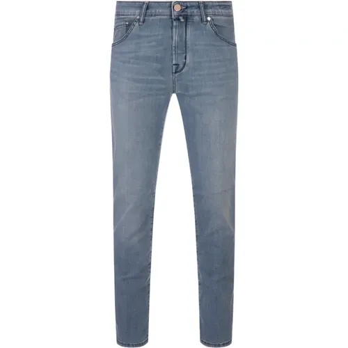 Blaue Cropped Jeans mit Logo , Herren, Größe: W30 - Jacob Cohën - Modalova