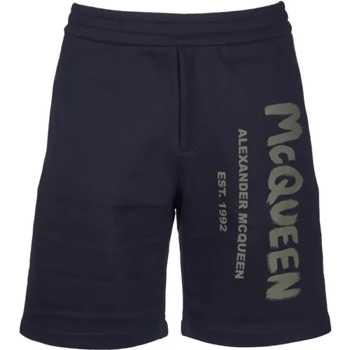 Schwarze Shorts mit Elastischem Bund und Logo-Print , Herren, Größe: L - alexander mcqueen - Modalova