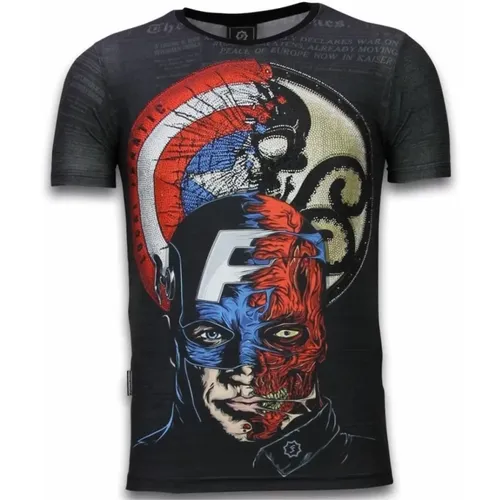 Captain Superhero Rhineston - Herren T-Shirt - 11-6266Z - Local Fanatic - Modalova