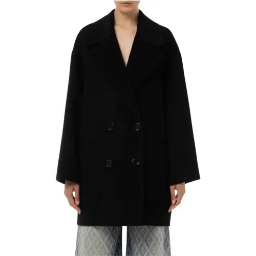 Short Woolen Coat - Caban Cut , female, Sizes: M - Elisabetta Franchi - Modalova