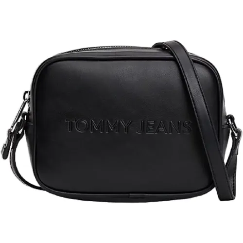 Schwarze Kompakte Kameratasche mit Geprägtem Logo , Damen, Größe: ONE Size - Tommy Jeans - Modalova