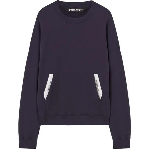 Navy Tape Crew-neck Sweatshirt , Herren, Größe: M - Palm Angels - Modalova