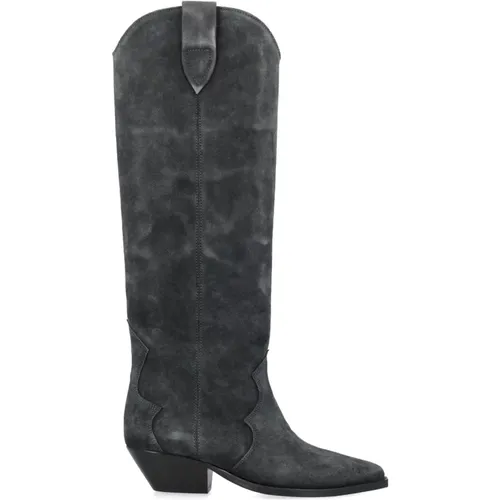 Schwarze Wildleder Cowboy Stiefel - Isabel marant - Modalova