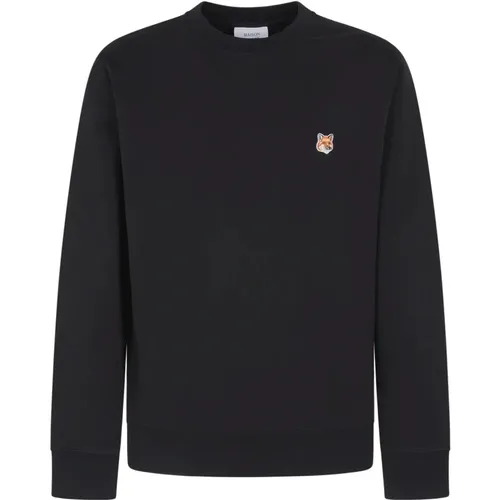 Fox Head Patch Pullover Schwarz , Herren, Größe: M - Maison Kitsuné - Modalova