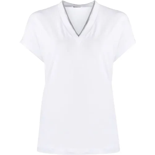 Classic V-Neck T-Shirt , female, Sizes: M, L - BRUNELLO CUCINELLI - Modalova