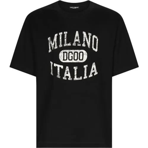 Logo Print Cotton T-shirt , male, Sizes: XL, L - Dolce & Gabbana - Modalova