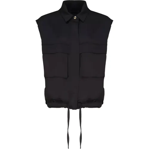 Schwarzer Polyester Pullover Reißverschluss Kordel , Damen, Größe: 2XS - pinko - Modalova