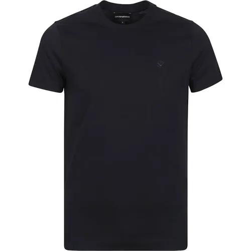Navy Blaues Baumwoll T-Shirt,Casual Baumwoll T-Shirt,Klassisches Schwarzes Baumwoll-T-Shirt,T-Shirts - Emporio Armani - Modalova