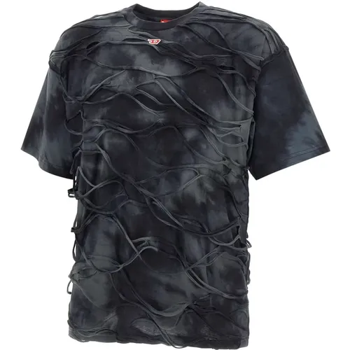 Schwarzes Tie-Dye T-Boxket T-Shirt , Herren, Größe: L - Diesel - Modalova